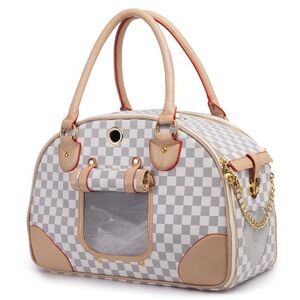 Black and White Checkered Pet Carrier Tote Bag